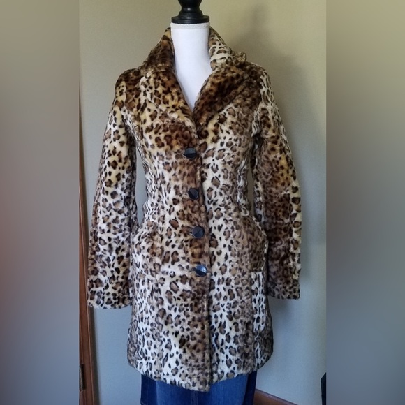 Bershka Faux Fur Leopard Animal Print Coat from Barcelona